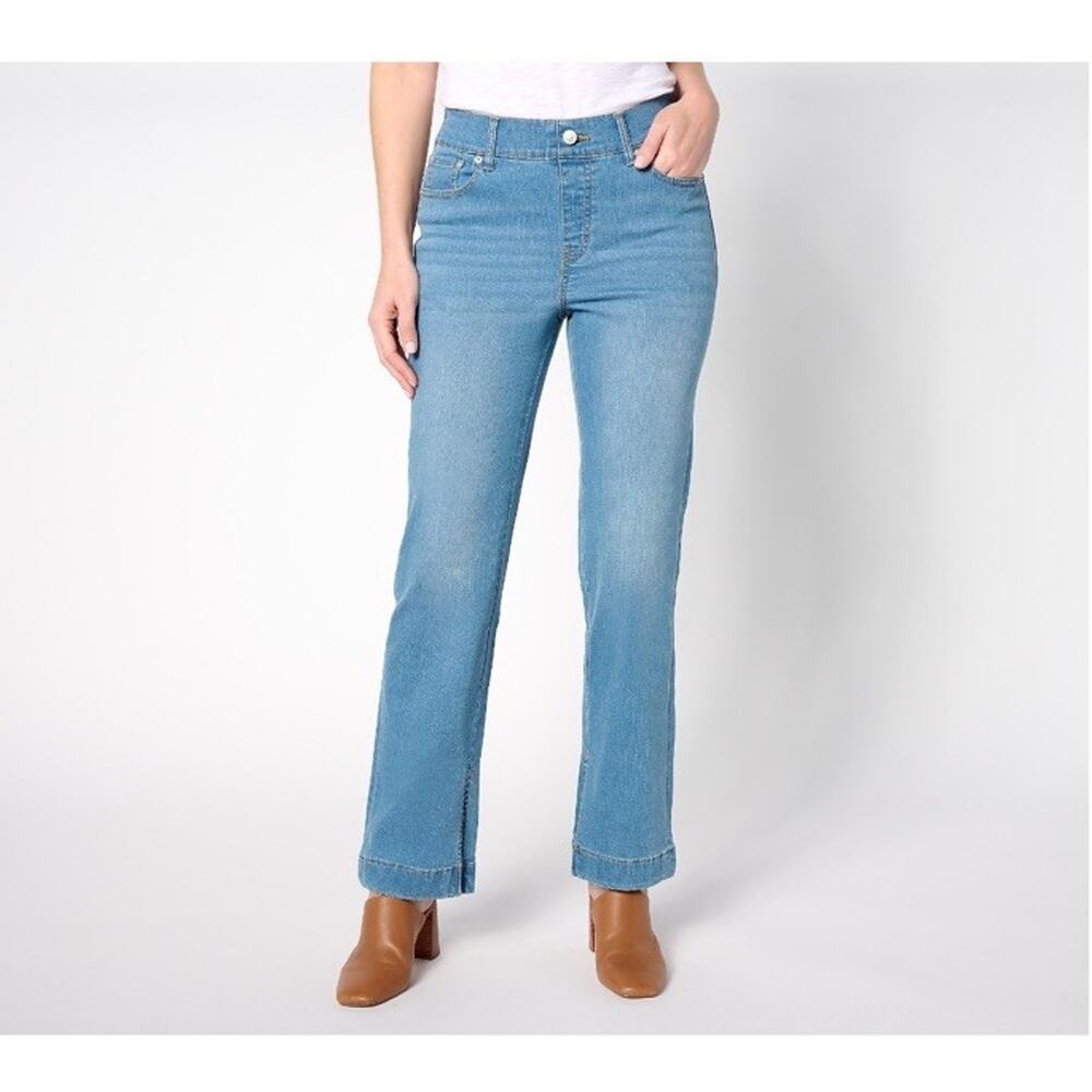 Denim & Co Jeans Womens Size 8 Adaptive Cozy Touch Slim Straight Jean LIGHT WASH